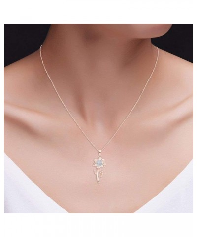 White Cubic Zirconia Sunflower Pendant Necklace 14k Gold Over Sterling Silver rose-gold-plated-silver $29.99 Necklaces