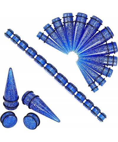 24pcs Big Gauges Kit Ear Stretching Kit 00G-20mm Acrylic Tapers Plugs Body Piercing Set Glitter Blue $9.89 Body Jewelry