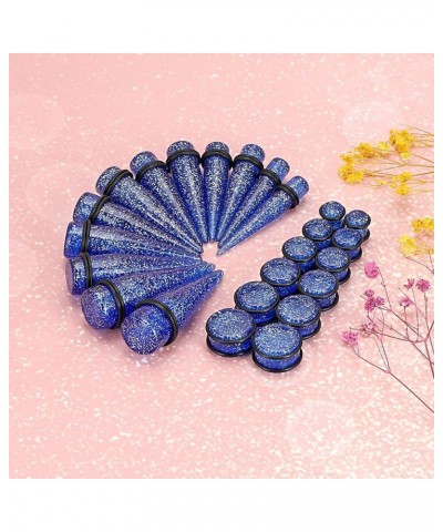 24pcs Big Gauges Kit Ear Stretching Kit 00G-20mm Acrylic Tapers Plugs Body Piercing Set Glitter Blue $9.89 Body Jewelry