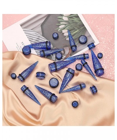 24pcs Big Gauges Kit Ear Stretching Kit 00G-20mm Acrylic Tapers Plugs Body Piercing Set Glitter Blue $9.89 Body Jewelry