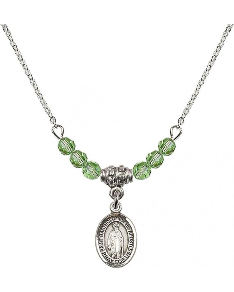 August Birth Month Bead Necklace with Catholic Patron Saint Petite Charm, 18 Inch Saint Bartholomew the Apostle $33.24 Necklaces