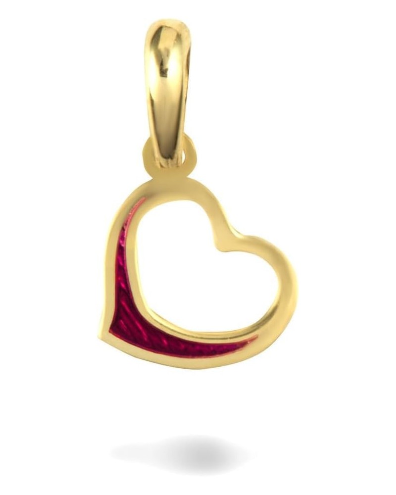 Elegant 14k Gold Small Curved Heart Enamel Pendant Necklace Yellow Gold 18.0 Inches $98.99 Necklaces