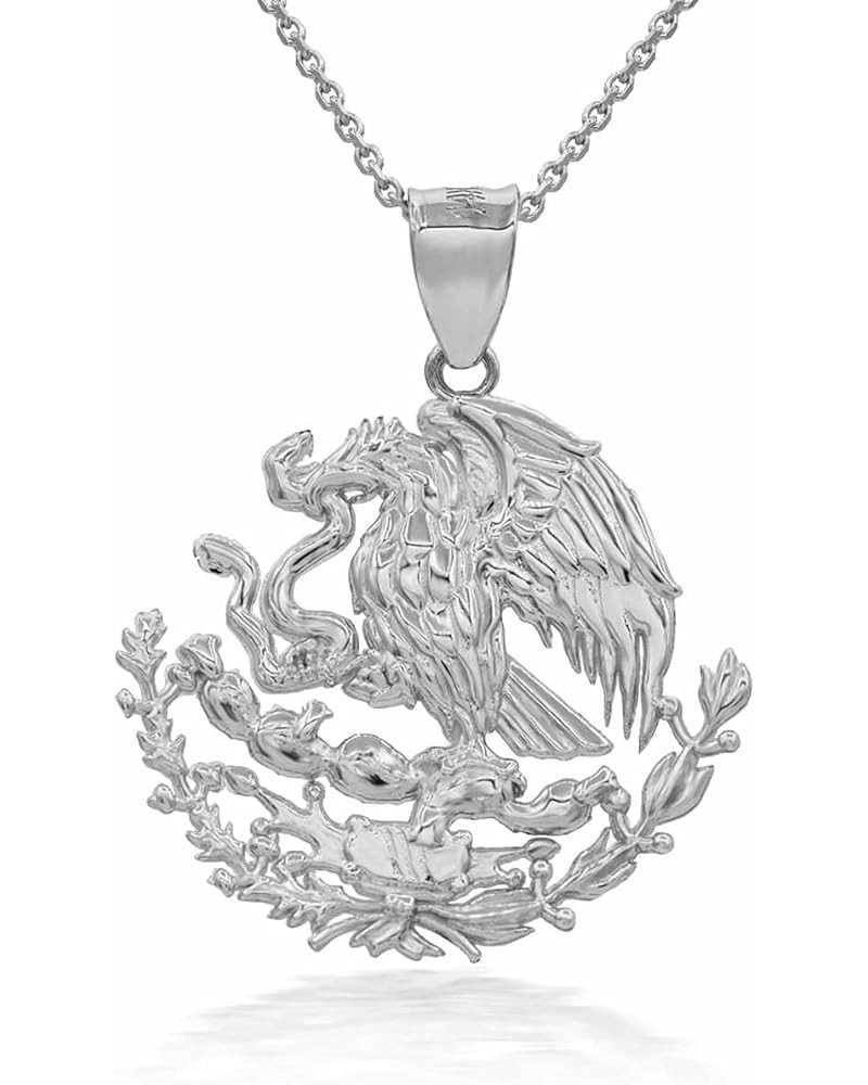 925 Sterling Silver Mexican Eagle Coat of Arms Mexico Pendant Necklace with Rolo Chain and Pendant only Pendant + 16" Chain $...