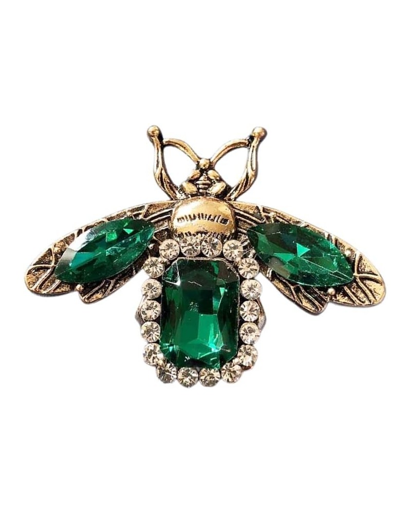 Gold Rhinestone Bee Brooch Pin for Women Men Fashion Crystal Vintage Green CZ Emerald Insect Animal Brooches Lapel Pins Daint...