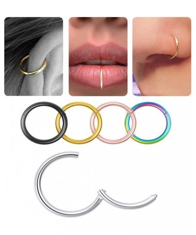 Earrings for Women Girls,Stainless Steel Nose Ring Lip Ear Cartilage Body Piercing Septum Hoop Jewelry - Black 1x8mm Multicol...