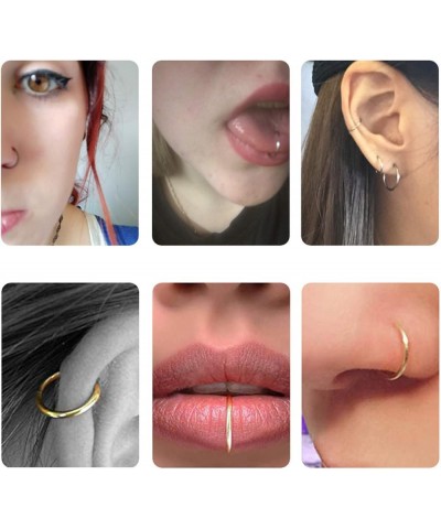 Earrings for Women Girls,Stainless Steel Nose Ring Lip Ear Cartilage Body Piercing Septum Hoop Jewelry - Black 1x8mm Multicol...