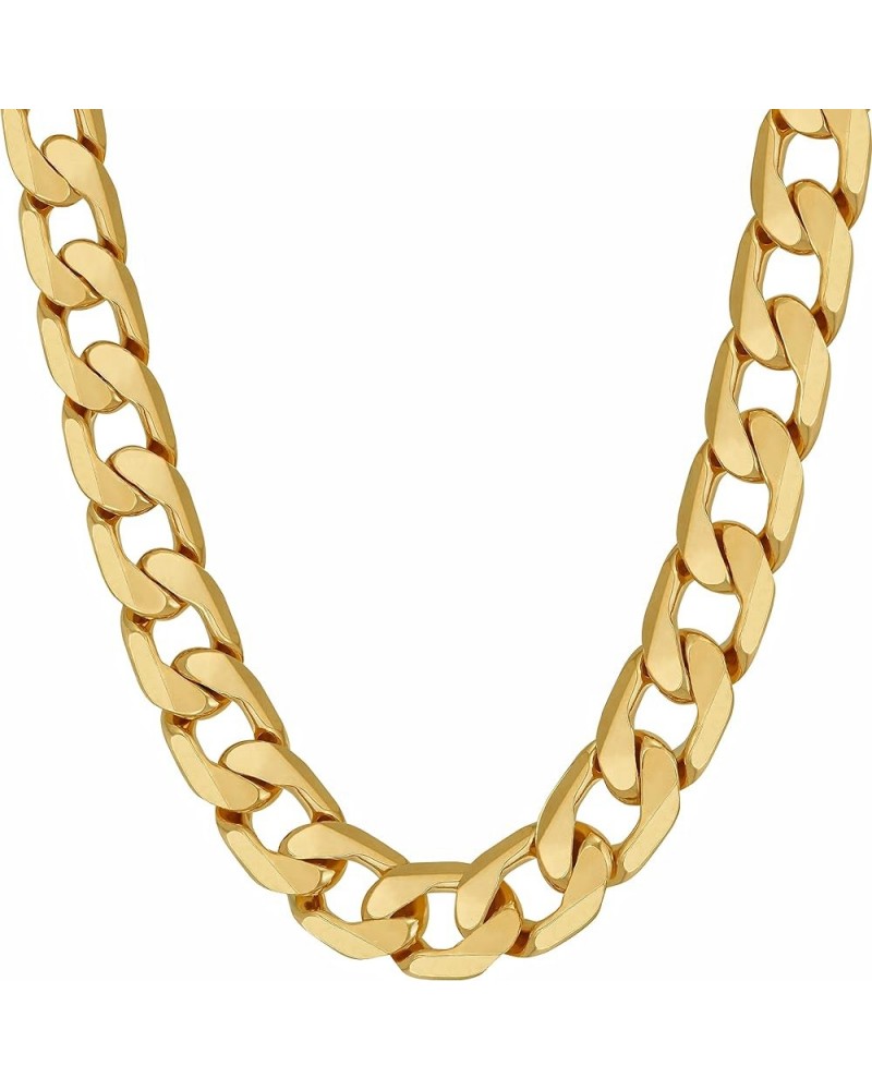 Beveled Cuban Link Curb Chain Necklaces 24k Real Gold Plated (3mm, 6mm & 9.5mm) 20 inches 9.5mm Gold $39.82 Necklaces