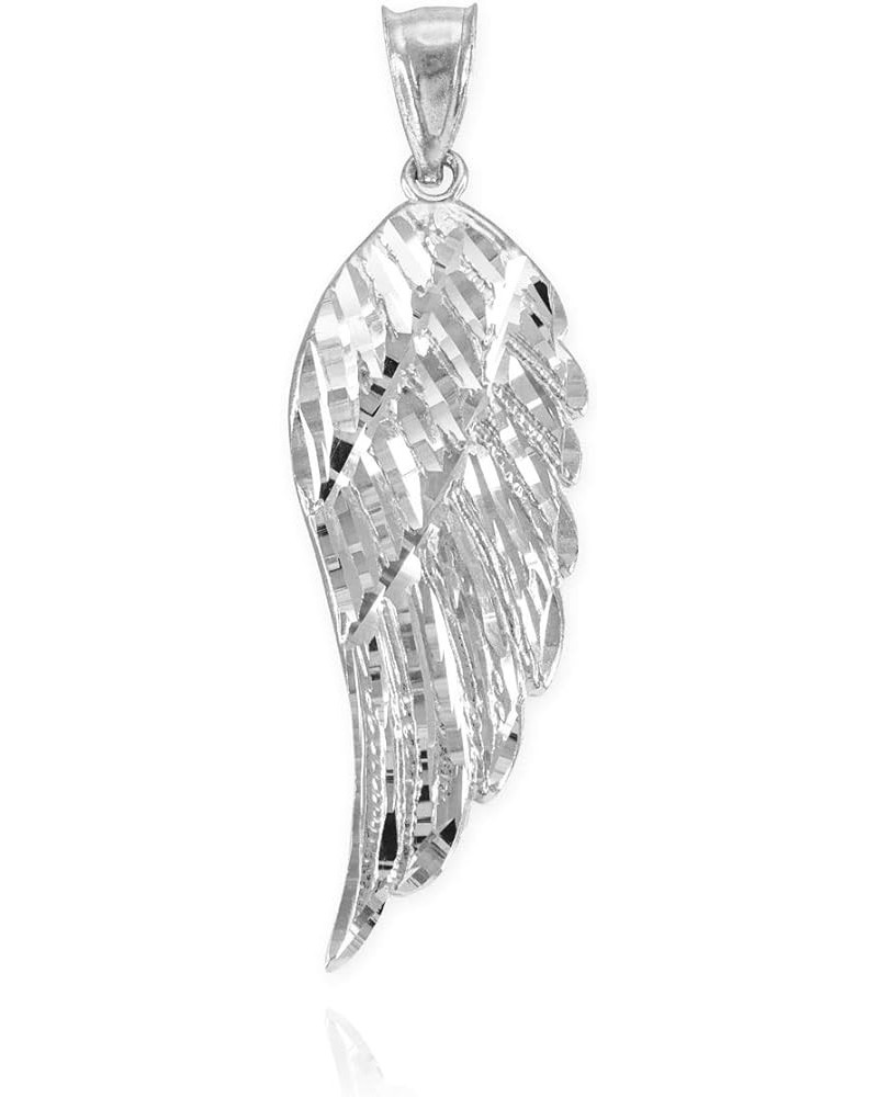 14K Gold Angel Wing Charm Pendant Sizes (S-L) - Choice of Metal 14K White Gold 1.2 Inches $62.99 Pendants