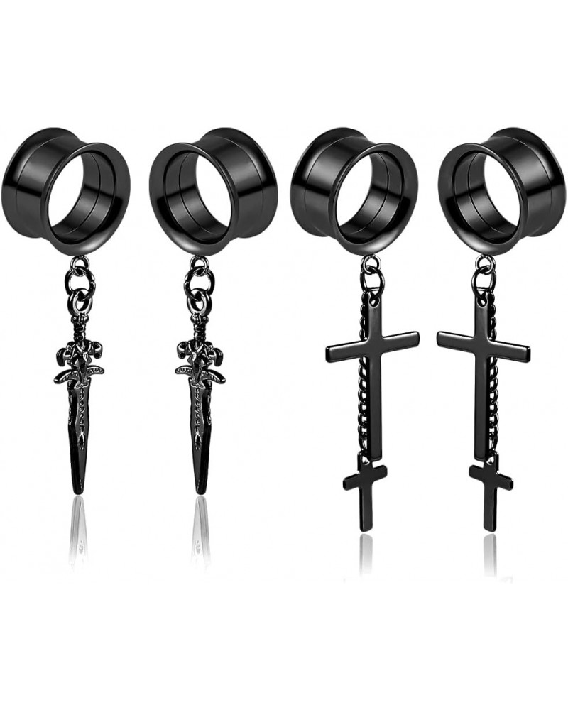 2 Pair Ear Gauges Cool Design Hypoallergenic 316 Stainless Steel Dangle Ear Plugs Tunnels Stretcher Piercing Body Jewelry 25m...