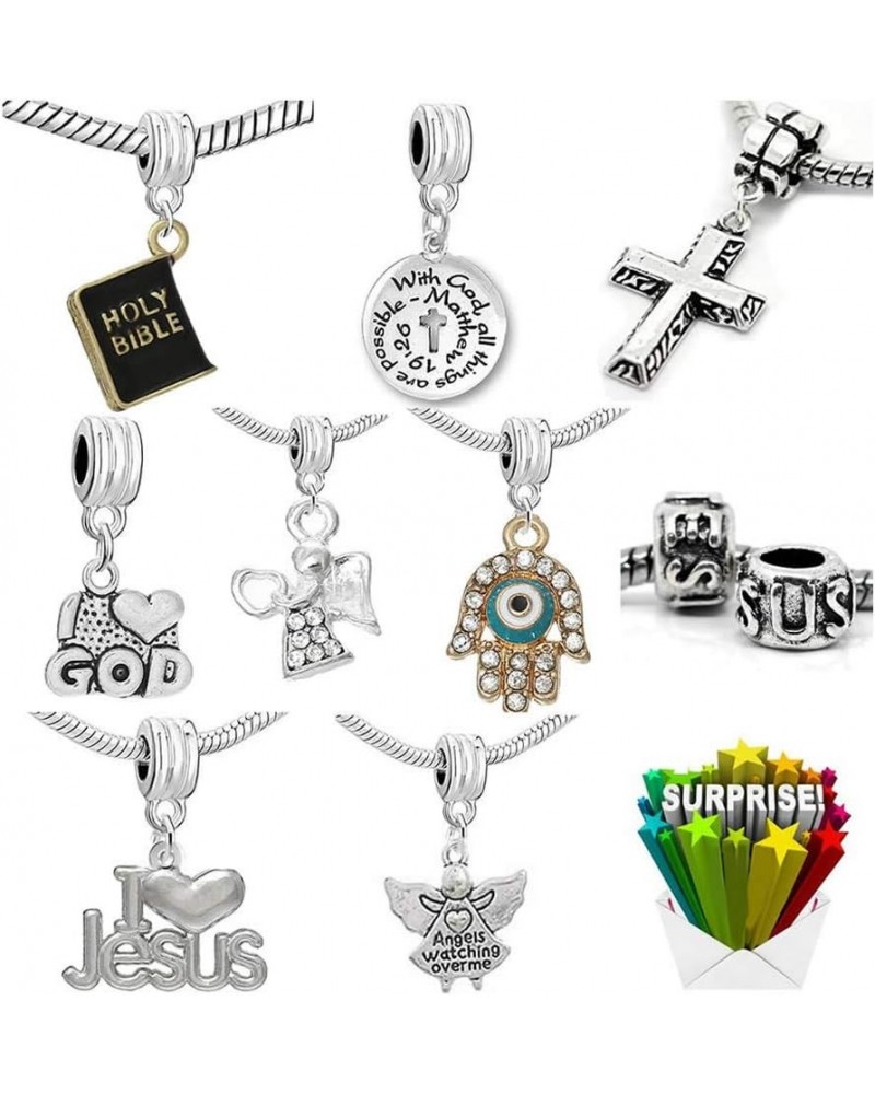 Religious Cross Jesus Angel Charms in Bulk for Snake Chain Charm Bracelets $10.06 Bracelets