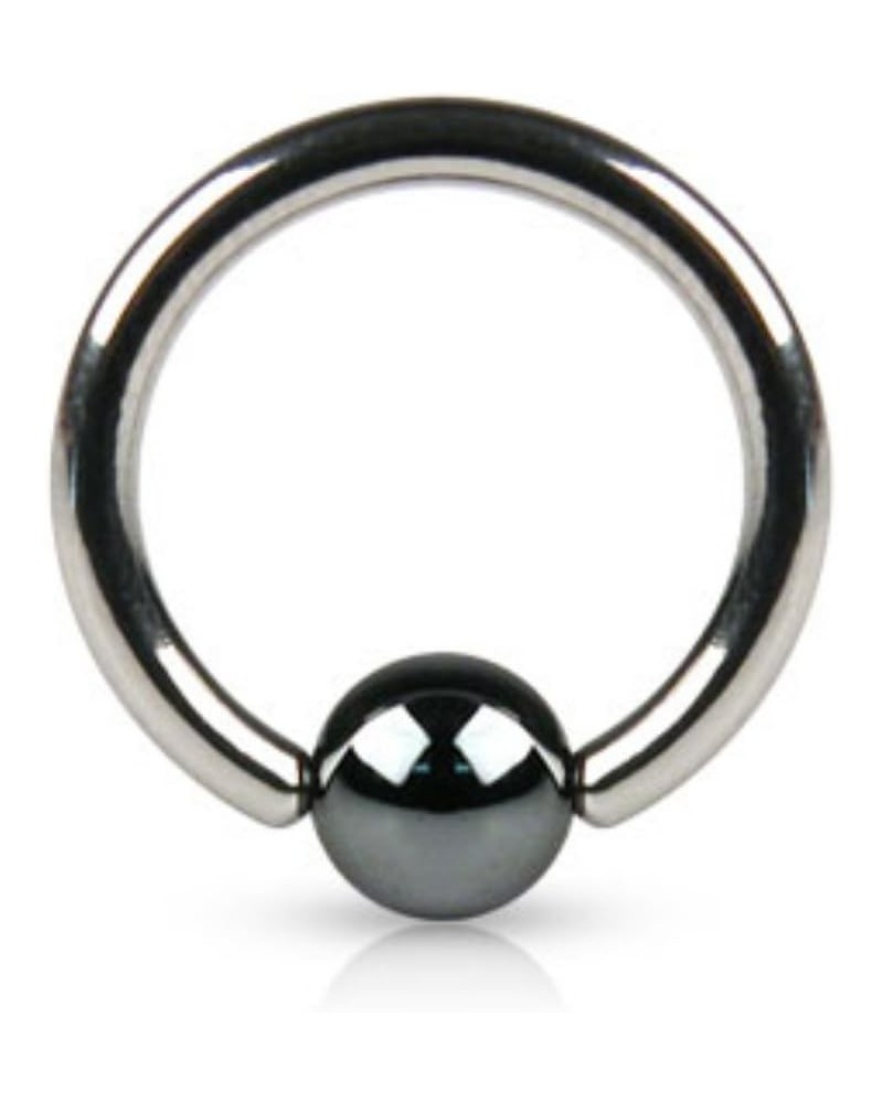 WildKlass Ring w/Hematite Plated Bead from 18ga to 10ga (Sold by Piece) 16 GA, Length: 6mm, Ball: 4mm $8.47 Body Jewelry