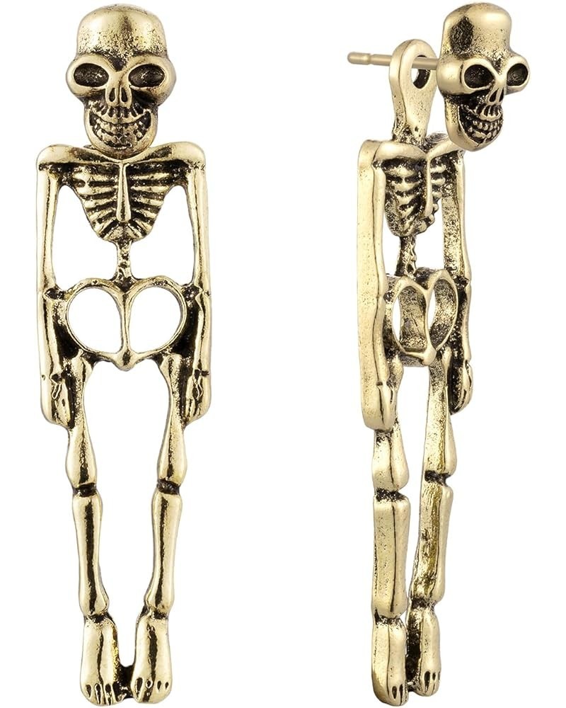 Retro Style Skeleton Skull Earrings for Women Girls Antiqued Silver/Gold Color 1 Skull-Antqued Gold Color $8.54 Earrings