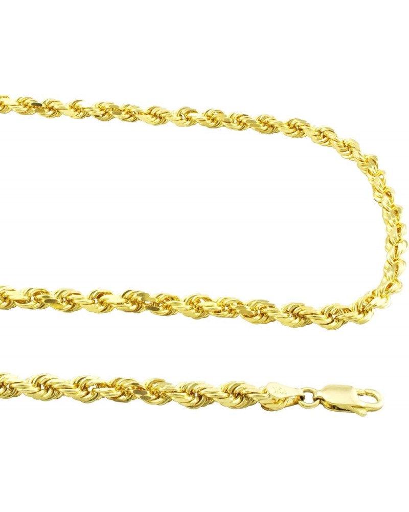 10k Yellow Gold 4mm Rope Chain Diamond Cut Pendant Necklace, Mens Womens Lobster Clasp 16" 18" 20" 22" 24" 26" 28" 30 24 $148...