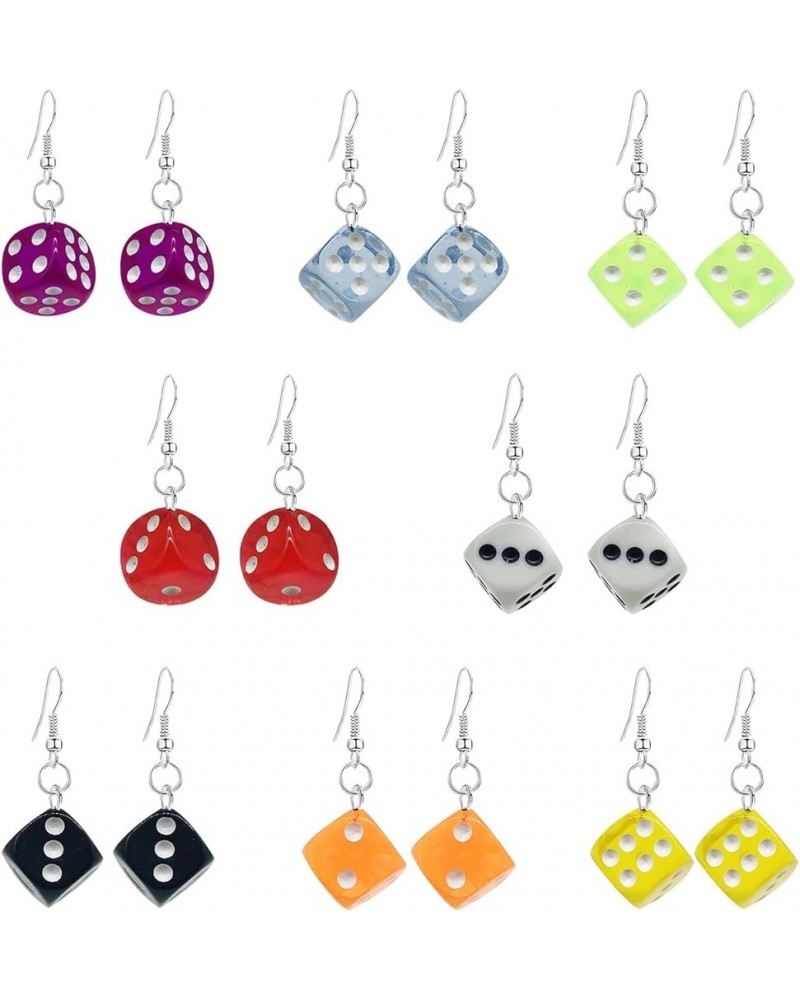 8 Pairs 3D Dice Earrings Funny Weird Earrings Aesthetic Cool Quirky Cute Kawaii Drop Dangle Earrings Costume for Women Girls ...