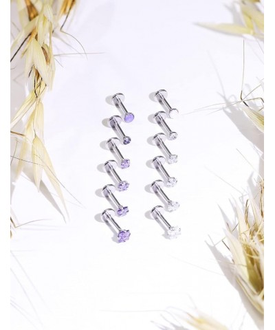 20g 18g Threadless Push In Earrings Nose Rings Studs for Women Men Hypoallergenic Surgical Steel Flat Back Cartilage Earring ...