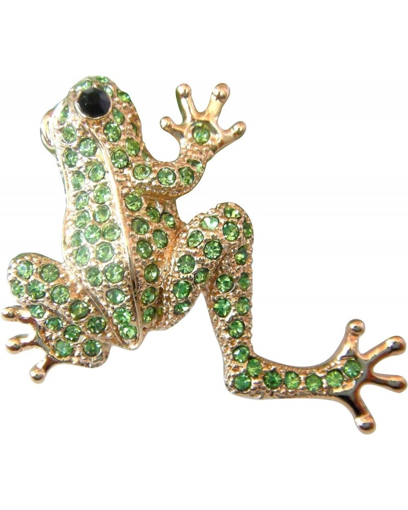 18k Gold Plated Full Crystal Frog Brooch pin Green $10.02 Brooches & Pins