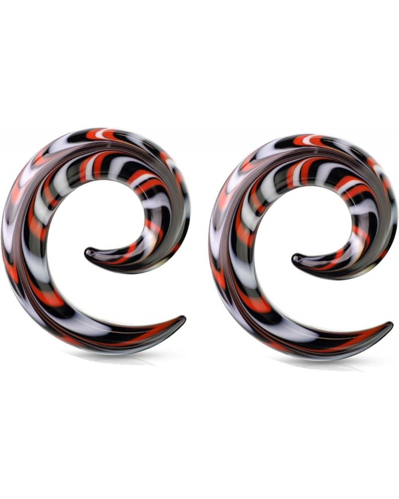 Pair of Red Black Glass Ear Plugs Tapers Spirals Horseshoes Tapers Gauges 4g 2g 0g 00g 1/2 9/16 5/8 1/2" 12mm $10.55 Body Jew...