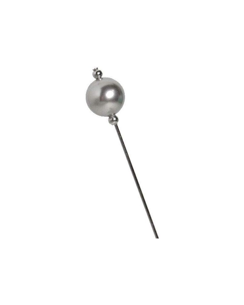 12mm Austrian Pearl 6 Inches Silver Tone Hat Pin Stick Pin Light Gray $10.77 Brooches & Pins