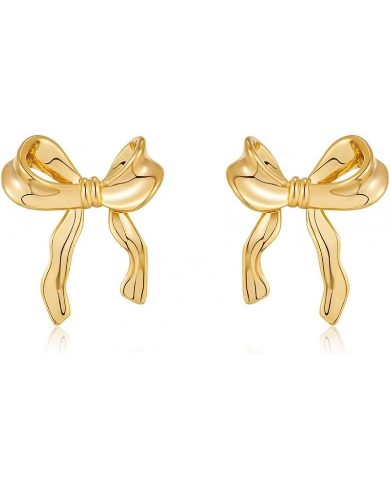 Gold And Silver Bow Earrings For Women Gold Ribbon Bow $9.00 Earrings