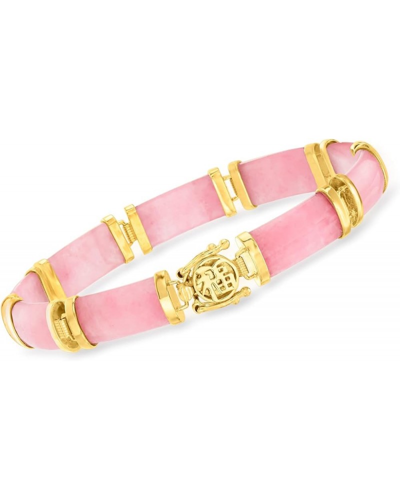 Good Fortune Jade Bracelet in 18kt Gold Over Sterling Pink Jade 7.5 Inches $67.68 Bracelets