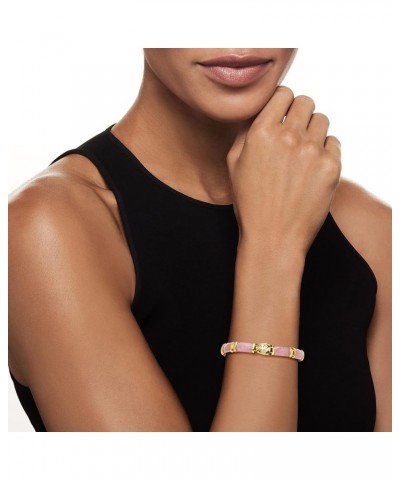 Good Fortune Jade Bracelet in 18kt Gold Over Sterling Pink Jade 7.5 Inches $67.68 Bracelets