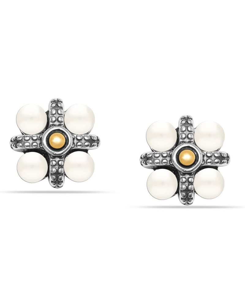 925 Sterling Silver Gold-Plated CZ Pearl Stud Earrings for Women Teen, Hypoallergenic CZ Studs Earring for Women Cavier Pearl...