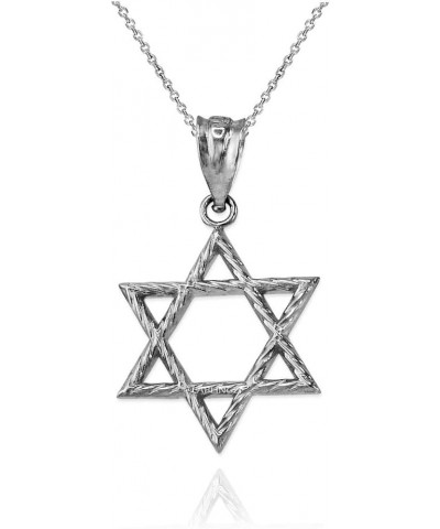 14K White Gold Star of David Charm Necklace 22" Necklace $48.79 Necklaces