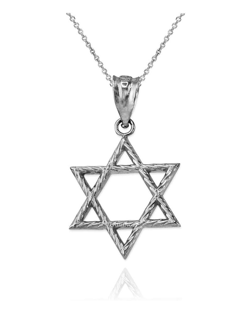 14K White Gold Star of David Charm Necklace 22" Necklace $48.79 Necklaces