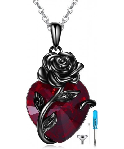 Sterling Silver Heart Urn Necklace for Ashes Womens Rose Cremation Jewelry Black Rose Urn $23.10 Necklaces