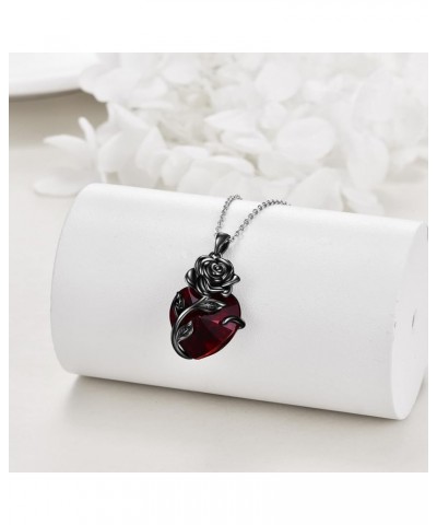 Sterling Silver Heart Urn Necklace for Ashes Womens Rose Cremation Jewelry Black Rose Urn $23.10 Necklaces