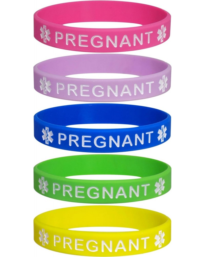 PREGNANT Medical Alert ID Silicone Bracelets (5 Pack) $10.17 Bracelets