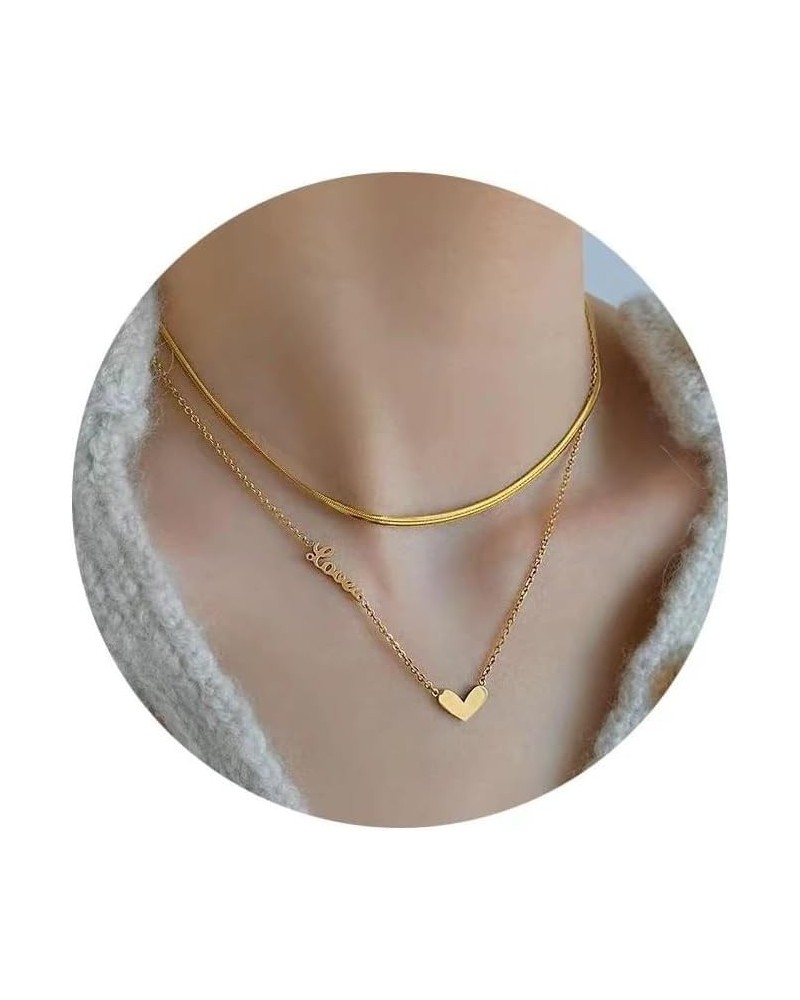 Gold Plated Layered Necklace for Women,Adjustable Herringbone Necklace Dainty Minimalist,Goth Jewelry Gift with Packing Boxes...