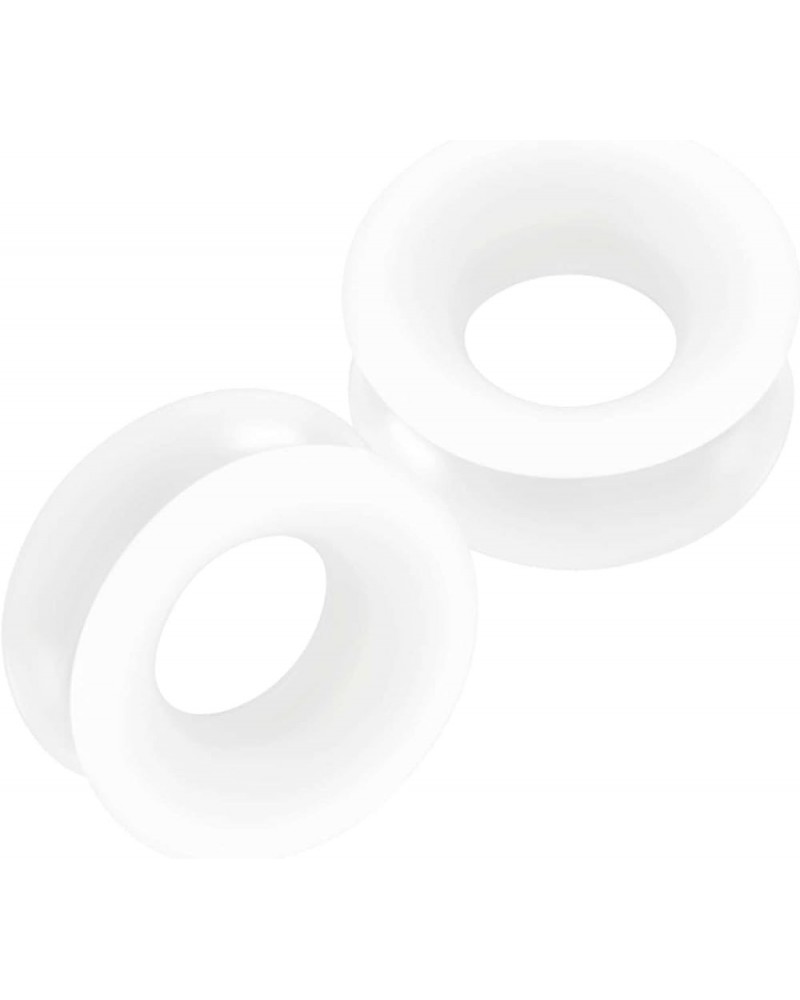 2PCS Silicone White Double Flared Saddle Stretcher Ear Tunnel Gauge Plug Earring Lobe Piercing Jewelry Pick Size I:2PCS-3/4 i...