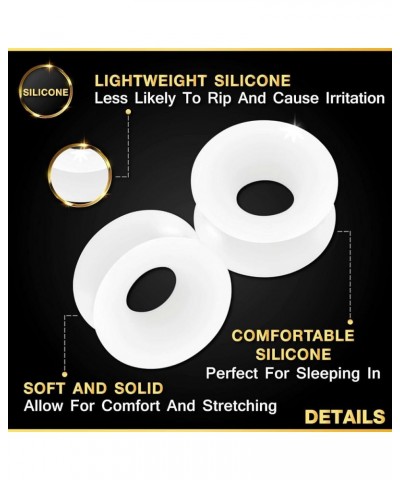 2PCS Silicone White Double Flared Saddle Stretcher Ear Tunnel Gauge Plug Earring Lobe Piercing Jewelry Pick Size I:2PCS-3/4 i...