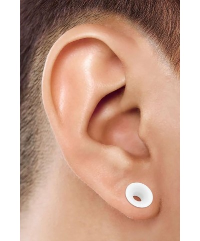 2PCS Silicone White Double Flared Saddle Stretcher Ear Tunnel Gauge Plug Earring Lobe Piercing Jewelry Pick Size I:2PCS-3/4 i...