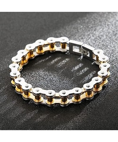 13mm Heavy Punk Rock Men Women Rainbow Bike Biker Motorcycle Chain Bracelet Jewelry Gold Black Stainless Steel Bicycle Bangle...