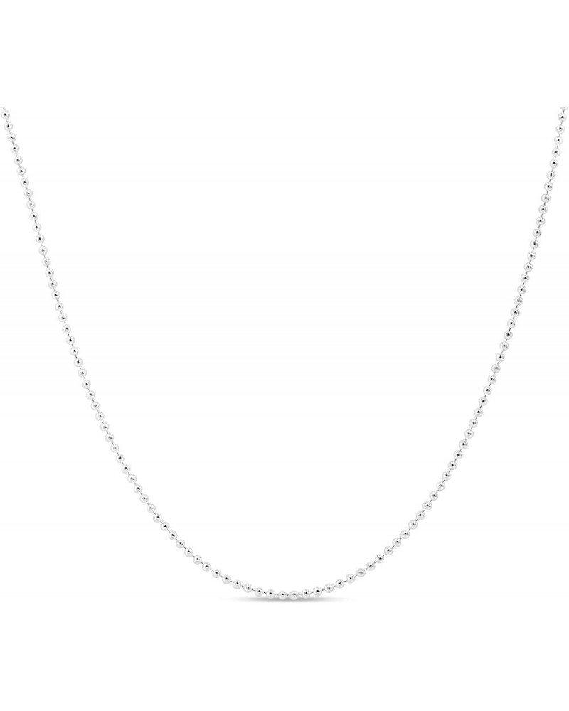 Sterling Silver Ball Bead Chain 1.2mm Bracelet Necklace Anklet – Made in Italy, Perfect for Pendants or Dog Tags – 7" - 36" i...