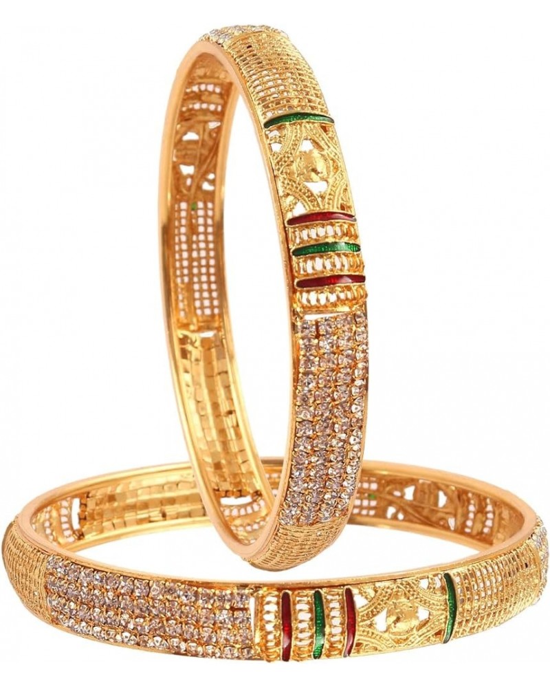 JewarHaat 2 Piece Kada Set Ad Cz Stones Gold Plated Daily Use Handmade Meena Work Fashion Jewelry indian bangles for Women & ...