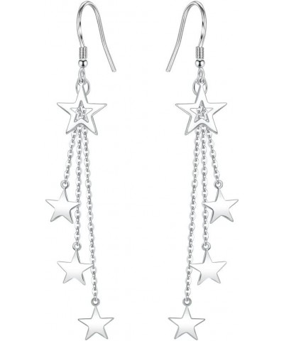 Star Moon Long Tassel Dangle Drop Earrings for Women Girls Dainty Lucky Star Shiny Statement Jewerly Gift A silver $5.61 Earr...