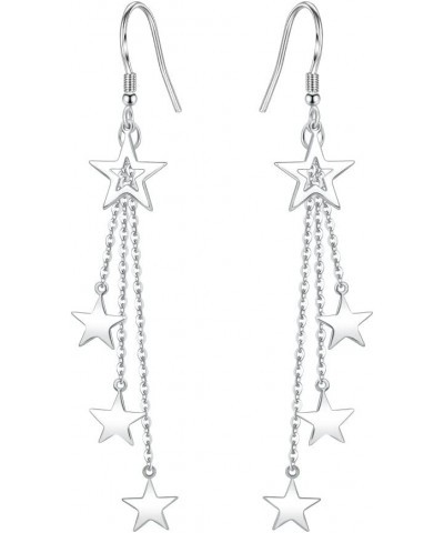 Star Moon Long Tassel Dangle Drop Earrings for Women Girls Dainty Lucky Star Shiny Statement Jewerly Gift A silver $5.61 Earr...