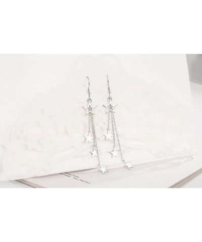 Star Moon Long Tassel Dangle Drop Earrings for Women Girls Dainty Lucky Star Shiny Statement Jewerly Gift A silver $5.61 Earr...