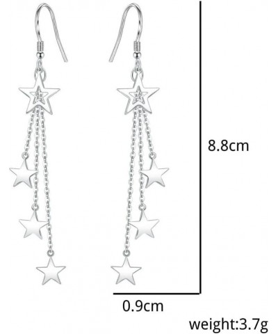 Star Moon Long Tassel Dangle Drop Earrings for Women Girls Dainty Lucky Star Shiny Statement Jewerly Gift A silver $5.61 Earr...