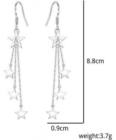 Star Moon Long Tassel Dangle Drop Earrings for Women Girls Dainty Lucky Star Shiny Statement Jewerly Gift A silver $5.61 Earr...