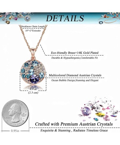 Austrian Crystals Round Disc Pendant Necklaces for Women Fashion 14K Gold Plated Hypoallergenic Dainty Jewelry Purple Main Cr...