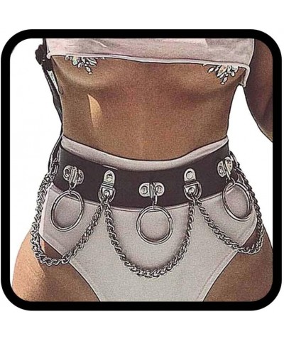 Punk Leather Waist Chain Black Goth Belt Chain Rave Party Waist Belts Accessories Jewelry for Women and Girls $8.39 Body Jewelry