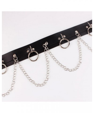 Punk Leather Waist Chain Black Goth Belt Chain Rave Party Waist Belts Accessories Jewelry for Women and Girls $8.39 Body Jewelry