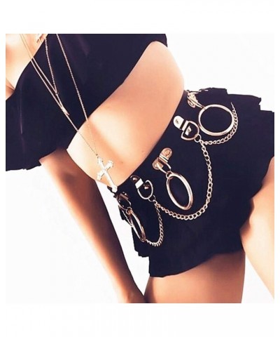 Punk Leather Waist Chain Black Goth Belt Chain Rave Party Waist Belts Accessories Jewelry for Women and Girls $8.39 Body Jewelry