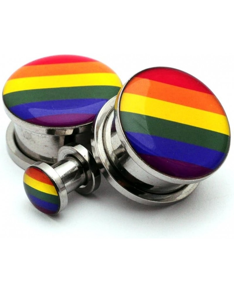 Screw on Plugs - Rainbow Picture Plugs - Sold As a Pair 12g (2mm) $11.49 Body Jewelry