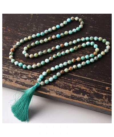 108 Mala Beads Necklace 8mm Tibetan Prayer Beads Yoga Meditation Beads Necklace with Long Tassel Imperial Jasper3 $11.19 Neck...