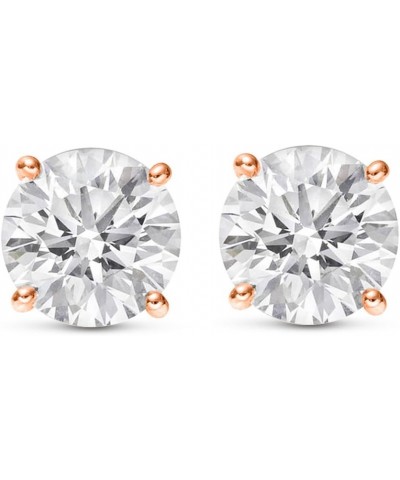 3/4-5 IGI Certified LAB-GROWN Round Cut Diamond Earrings 4 Prong Push Back Value Collection (H-I COLOR, VS1-VS2 CLARITY) Rose...